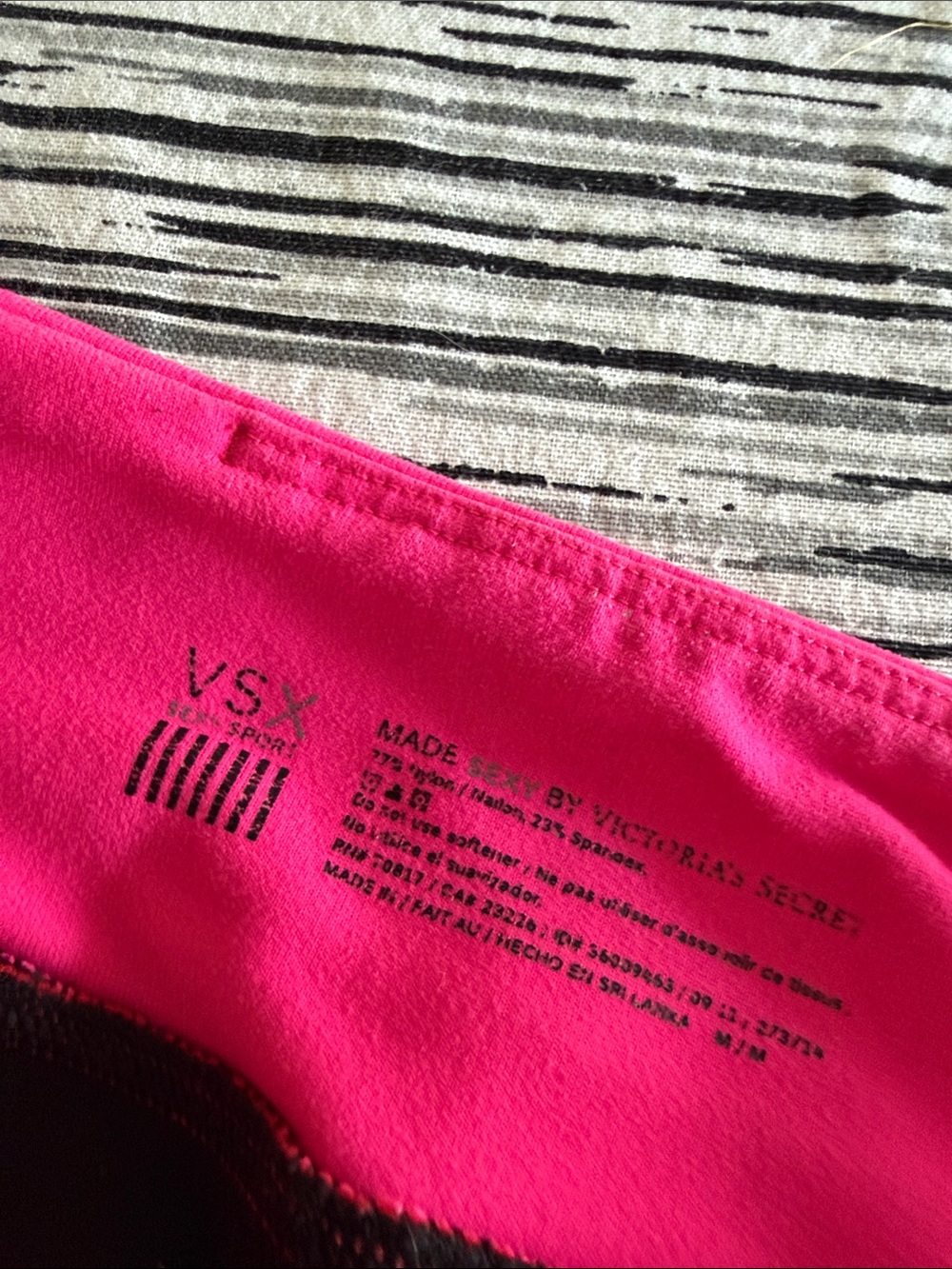 Victoria's Secret Black Capri Yoga Pants with Pink Waistband - Picture 2 of 3